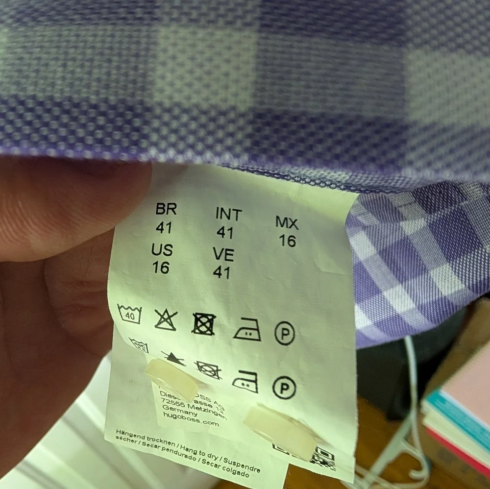 Hugo Boss Purple Plaid Men's Dress Shirt